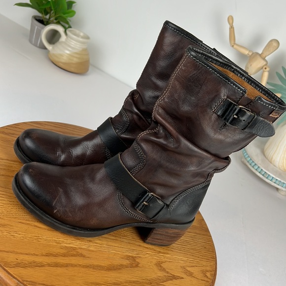Pikolinos Brown Leather Moto Strap Heeled Boots Women’s Size 6 - Picture 7 of 13